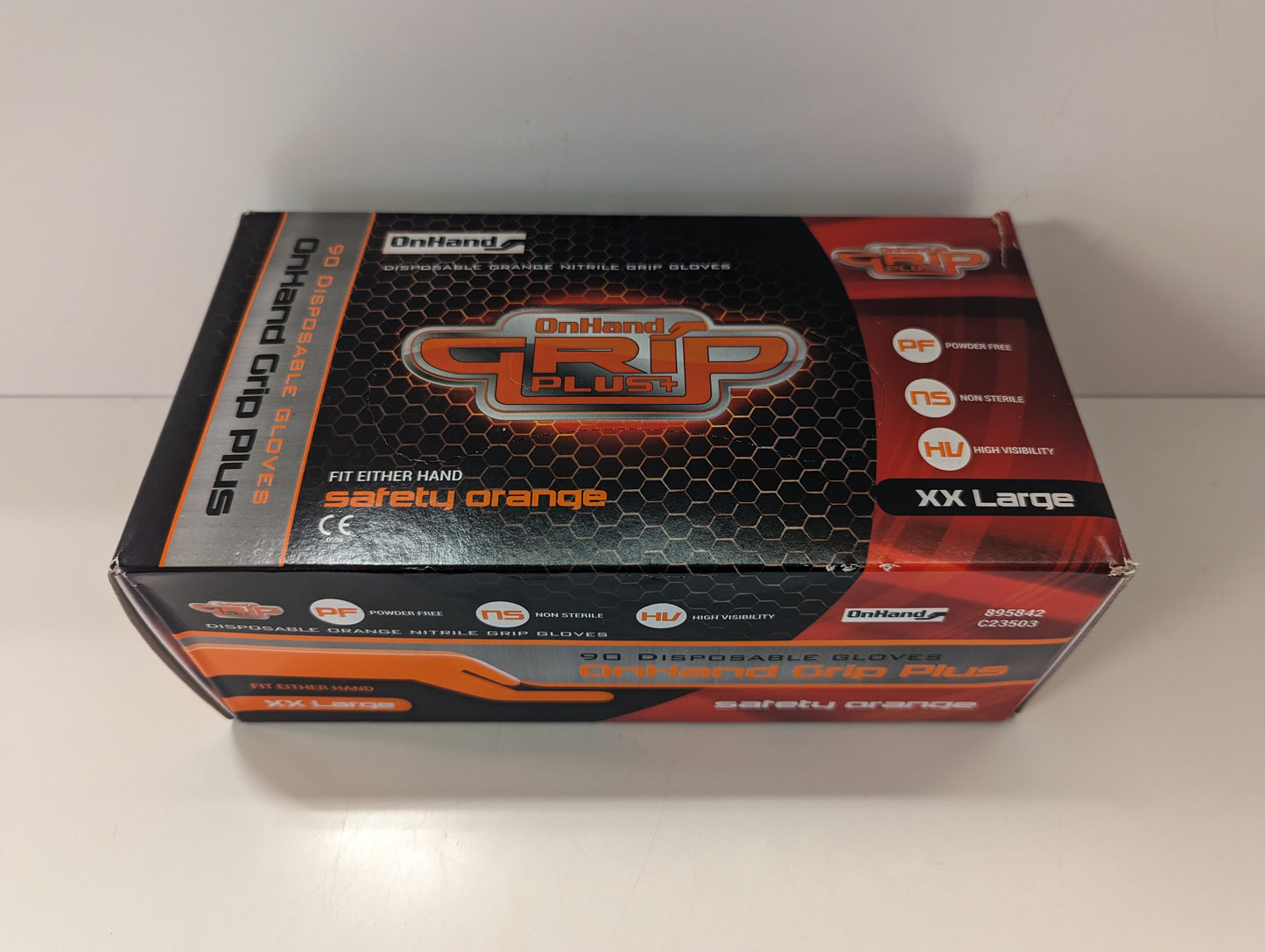 Onhand Grip Plus Safety orange gloves 90 pack
