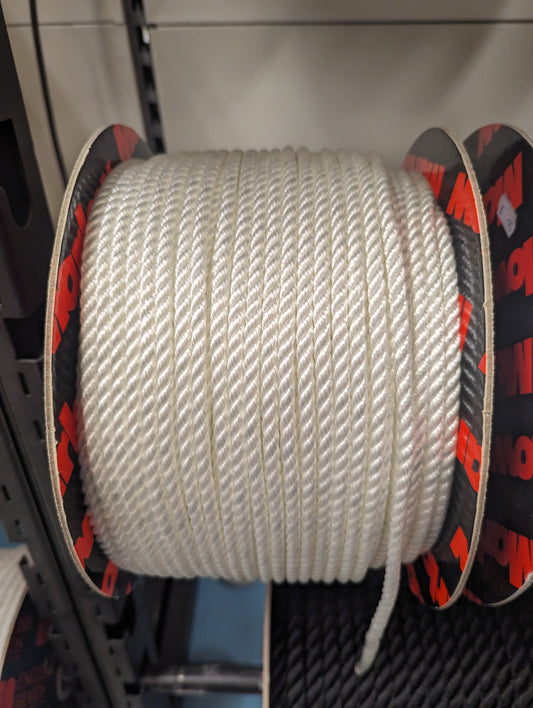 6mm White 3 String Nylon Rope