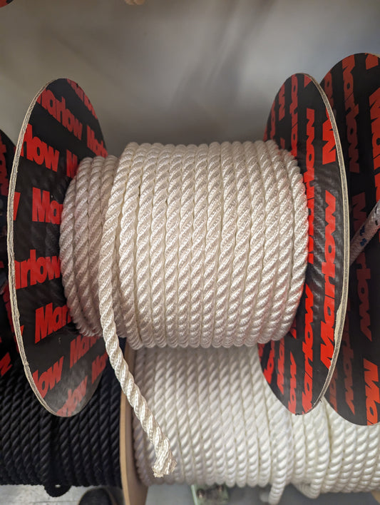 10mm White 3 String Nylon Rope