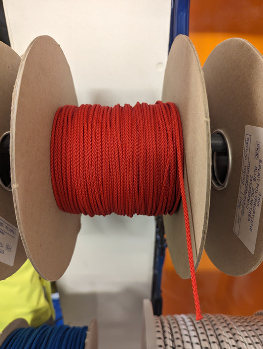 3mm Red 8-Plait Polypropylene Rope