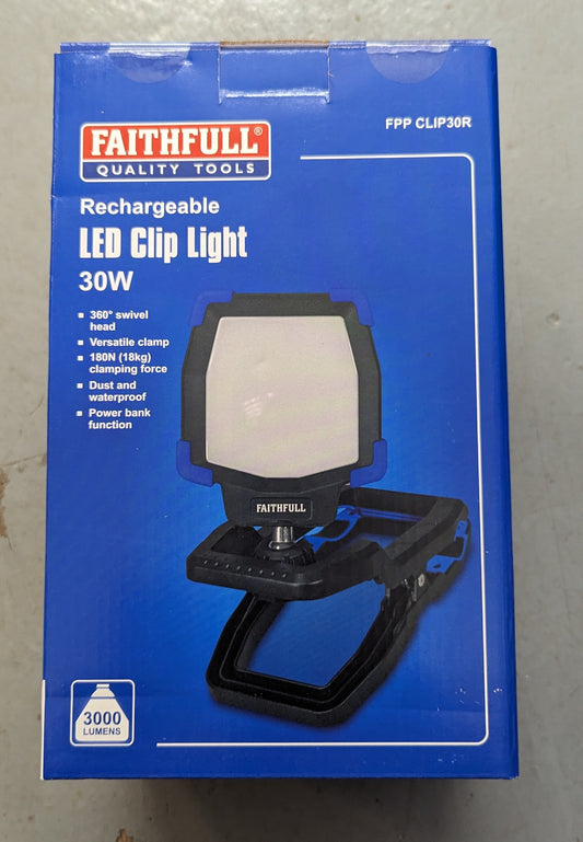 Faithful Rechargable LED Clip Light 30W