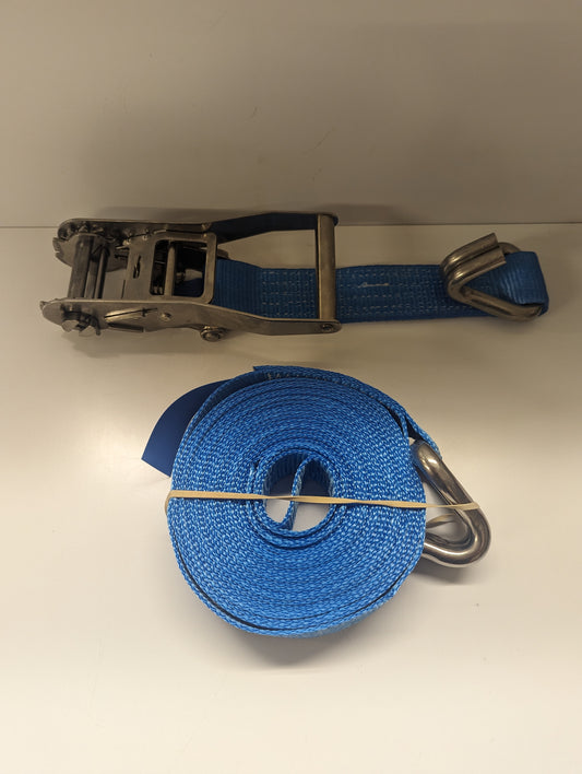 Stainless Steel Ratchet Straps 50mm x 8m with Claw Hooks
